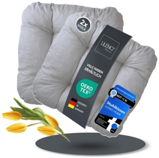LILENO HOME Stuhlkissen Sitzkissen für Gartenstuhl, Küchenstuhl oder Esszimmerstuhl, Bequeme Indoor u. Outdoor Stuhlauflage als Stuhl Kissen Hellgrau