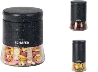 Vorratsdose 1,3L / 1,0L / 0,7L Gewürzgläser Kaffeedosen Aufbewahrung Vorratsbehälter Hochwertiger Stahl in marmoriertem schwarz