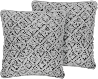 Kissen 2er Set Geometrisches Muster KIZKALESI Baumwolle 45 x 40 cm Grau