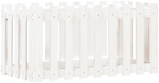 vidaXL Hochbeet Lattenzaun-Design Weiß 100x50x50 cm Massivholz Kiefer 832478