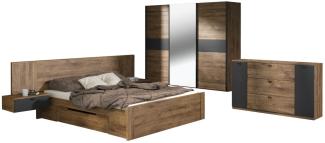 Schlafzimmer Set 5tlg Roma Kleiderschrank Bett Nachtkonsolen Sideboard ribbeck eiche