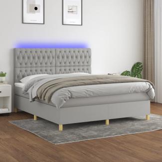 Boxspringbett mit Matratze & LED Stoff Hellgrau 180x200 cm, Härtegrad: H2 [3135693]