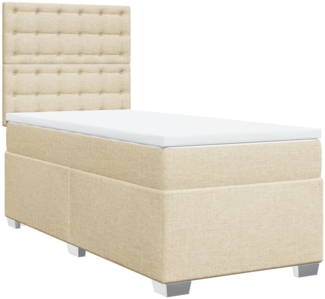 vidaXL Boxspringbett mit Matratze Creme 90x190 cm Stoff 3290362