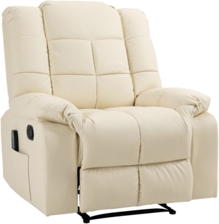 Massagesessel, Fernsehsessel elektrisch Relaxsessel mit Massagefunktion, Kunstleder Holz Stahl Schaumstoff, Cremeweiß, 94 x 99 x 99 cm