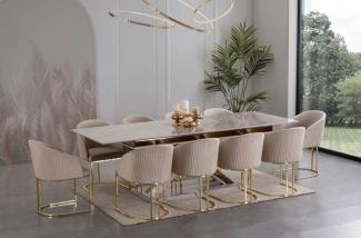 Esszimmer Set Essgruppe Edelstahl Stühle 10x Sessel Esstisch Tisch 11tlg