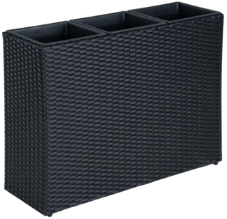 Hochbeet Polyrattan Blumenkübel Pflanzkübel Rattan Blumentopf Set Schwarz