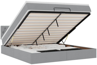 vidaXL Ottomane Bett mit Matratze & LEDs Hellgrau 180x200 cm Stoff 3312409