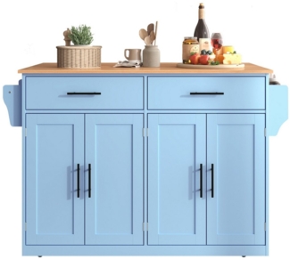 Ulife Servierwagen mit klappbarer Tischplatte, 120x46(71)x91,5 cm, mit Rollen & wechselbaren Holzbeinen