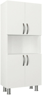 Dmora Großer Mehrzweckschrank Tchoo, Multifunktionale Möbel, Schuhschrank, Besenschrank, 60x30h140 cm, Weiß
