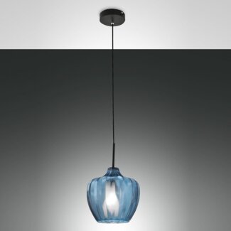 Fabas Luce 3722-40-244 Pendelleuchte Gallura azurblau schwarz 25cm E27