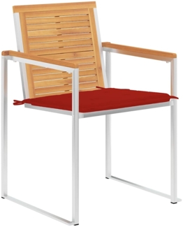 vidaXL Gartenstühle 4 Stk. mit Kissen Massivholz Teak 3078560