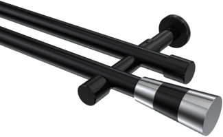 Gardinenstangen-Set Prestige Tanara 100 cm, 2-läufig (ohne Ringe), 20 mm Ø Schwarz