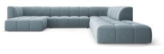 Micadoni Modulares Panorama Ecksofa Serena 7-Sitzer Samtstoff, Hellblau, Rechts