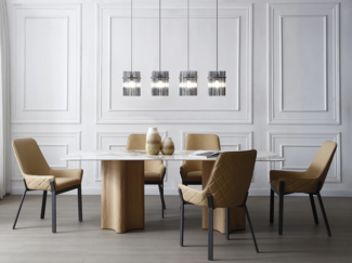 Vente-unique - Hängeleuchte - Industrial Style - 4 Lampenschirme - Rauchglas - 110 x 140 cm - Schwarz - DIVO