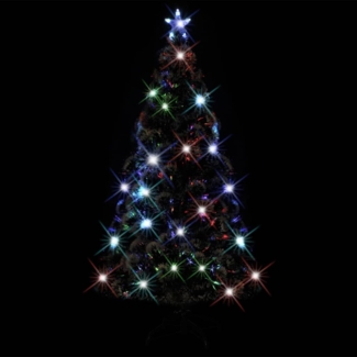 vidaXL Künstlicher Weihnachtsbaum mit Ständer/LED 210 cm Fiberoptik, Mit Beleuchtung [242428]