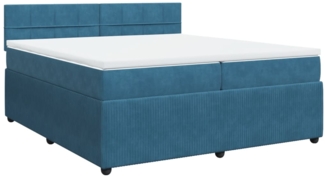 vidaXL Boxspringbett mit Matratze Blau 200x200 cm Samt 3287834
