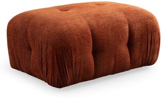 Atelier Del Sofa Stylish Orange Pouffe with Beech Wood Frame, 95 x 65 x 75 cm | Soft 100% Polyester Fabric, Includes Pillows, Black Plastic Legs | Perfect for Modern Living Spaces