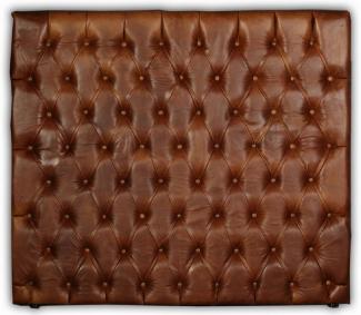 Casa Padrino Luxus Chesterfield Leder Bett-Kopfteil Braun 200 x H. 140 cm - Chesterfield Echtleder Schlafzimmer & Hotel Möbel - Luxus Kollektion