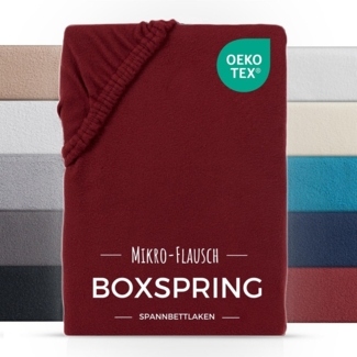 Carpe Sonno Spannbettlaken Boxspring Winter Teddy Fleece Plüsch 180x200 200x200 180x220 200x220, Fleece, Gummizug: rundum, (1 Stück), Wasserbett Spannbettlaken Kuschelig Warm Spannbetttuch Rot