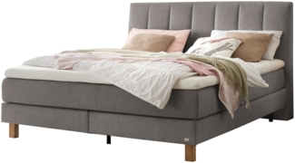 Reina Boxspringbett grau Eiche MassivholzPolyester/Polyamid/Viskose 214cm x 183cm x 115cm