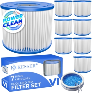 KESSER® Filter für Whirlpool 7x Filterkartuschen Ersatz SPA Filter Größe VI Kartuschen Wasserfilter Poolfilter kompatibel mit Lay-z-Spa Intex Ersetzt die Originalkartusche Blau, 7er-Set