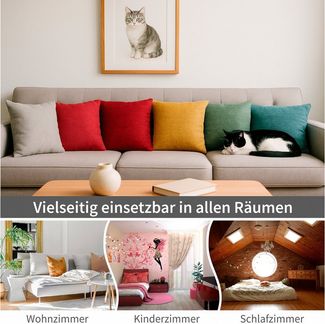 matches21 HOME & HOBBY Kissenbezüge 4er Set Kissenhüllen 45x45 cm dunkelrot meliert als weiche Dekokissen, (4 Stück), Zierkissen-Bezüge für Sofa-Kissen, Couch-Kissen
