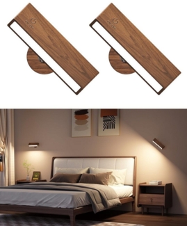 BlingBin LED Wandleuchte Wandlampe Akku Innen, 360° Drehbar Batterie Leselampe, Touch Control Einstellbare Helligkeit, LED fest integriert, Neutralweiß, ohne Stromanschluss, Touch Wandleuchte Kabellose Innen,Nachttischlampe