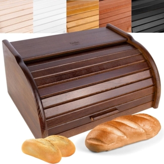 Creative Home Brotkasten Holz 38 x 28,5 x 17,5 cm Brotkiste mit Rolldeckel Brotbox
