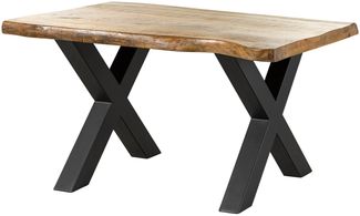 Baumtisch Mango 140x90x77 natur lackiert / X-Beine anthrazit matt FREEFORM 5