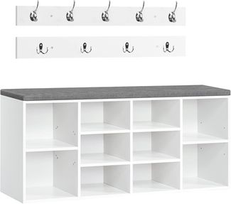 Hoobro SCHUHREGAL Set Weiß Holz Wandgarderobe (H 48 x T 104 x B 30 cm)