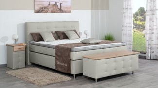 Meisterbetten Boxspringbett Lago 180x200 in KL-Light Beige, Matratzenbezug Nano, Ergoflex-Topper