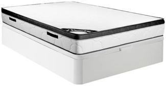 Vente-unique - Set aus Bettgestell mit Bettkasten + Schaumstoffmatratze - 160 x 200 cm - Stärke 30 cm - Weiß - SOLAK von YSMÉE