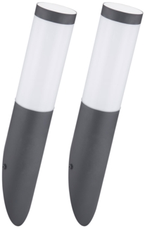 2er Set LED Fackel-Wandleuchte, Edelstahl anthrazit, H 40 cm