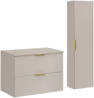 Badmöbel Set mit 80cm Waschtischunterschrank, 2-teilig, in kaschmir, ADELAIDE-56-CASHMERE