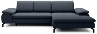 Vente-unique - Ecksofa mit Schlaffunktion - Ecke rechts - Strukturstoff - Blau - ARCHIBALD