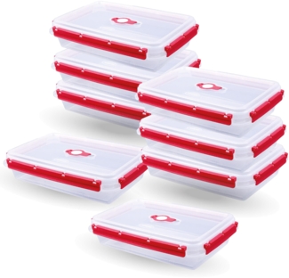 Frischhaltedosen für Lebensmittel ( 2 L ) - 8er Pack "Rot" - Vorratsdose luftdicht, Aufbewahrungsbox Meal Prep Box, Brotdose, BPA Frei