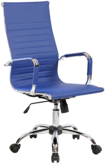 Dmora Stuhl mit Rädern Attilia, Chefsessel mit Armlehnen, Ergonomischer Bürostuhl, Blau, 63x54h106/116 cm