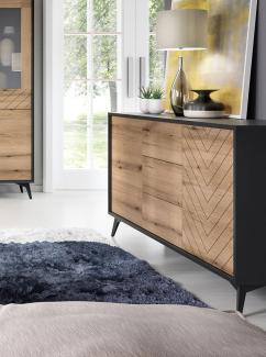 Kommode Diamond Sideboard 153cm Evoke Oak schwarz