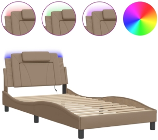 vidaXL Bettgestell "Viana" mit LED ohne Matratze Cappuccino-Braun 100x200 cm 3214005