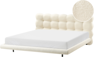 Bett mit Lattenrost Bouclé SOULISSE 180 x 200 cm Cremeweiß