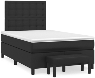vidaXL Boxspringbett mit Matratze, Kunstleder schwarz, 120x190 cm