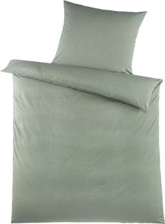 KH-Haushaltshandel Bettwäsche 2-tlg. Bettwäsche 135x200+80x80 cm, grün meliert, Mikrofaser, 2 teilig, uni/einfarbig grün, dezent mit weiß meliert