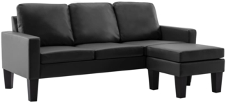 vidaXL 3-Sitzer-Sofa mit Hocker Schwarz Kunstleder 288767