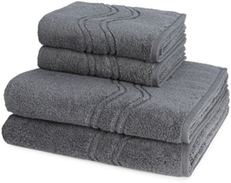 Ross Cashmere feeling 4 tlg. Frottier-Set - 2 X Handtuch (50 X 100cm), 2 X Duschtuch (75 X 140cm) - 520 g/m2 - Anthrazit