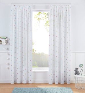 my home Gardine Stern (1 St), Kräuselband, halbtransparent, Kindergardine, einseitig mit Sternen bedruckt