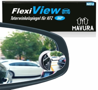 MAVURA Spiegel FlexiView Toter Winkel Spiegel 360° verstellbarer Klebe Auto (Zusatz Spiegel Weitwinkelspiegel), Außenspiegel Autospiegel Aufkleber 50mm [2er Set]