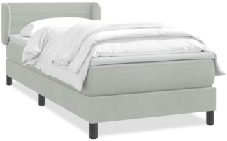 vidaXL Boxspringbett mit Matratze Hellgrau 80x220 cm Samt 3317631