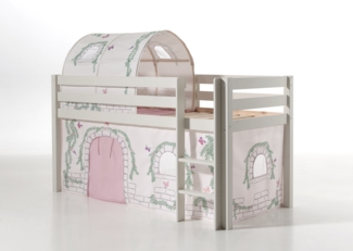 Vipack 'Pino' Spielbett weiß mit Vorhang und Tunnel 'Birdy'