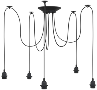 vidaXL Pendelleuchte mit 5 Fassungen E27 Schwarz Metall 4103454