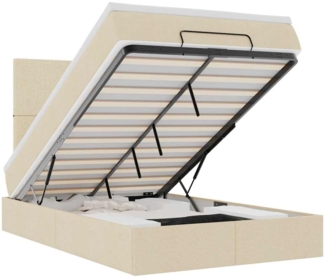 vidaXL Ottoman-Bett mit Matratze & LEDs Creme 120x200 cm Stoff 3313918